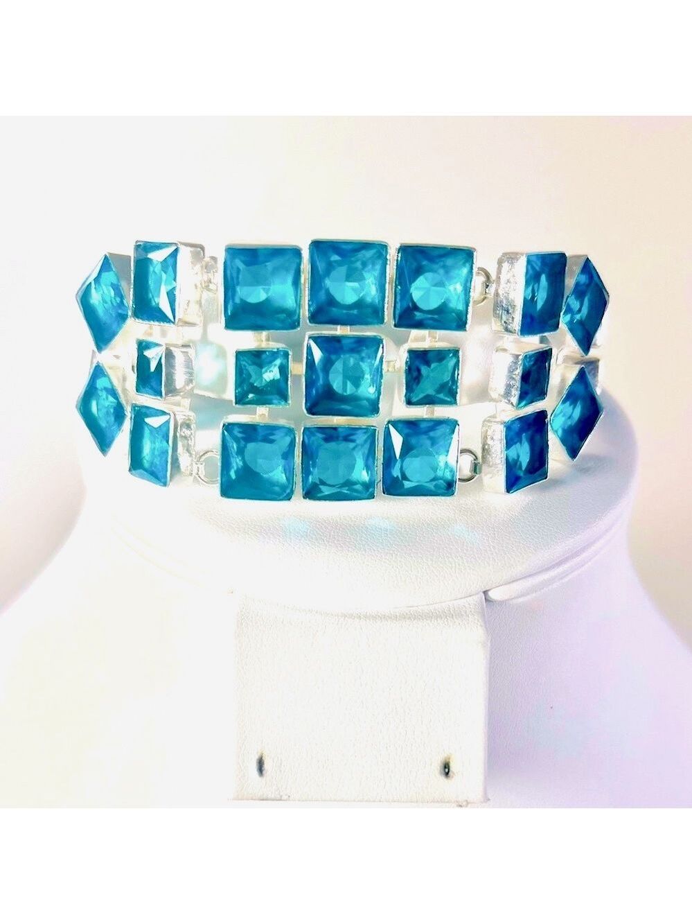 Blue Topaz Large 925 Synthetic Gemstone Bracelet